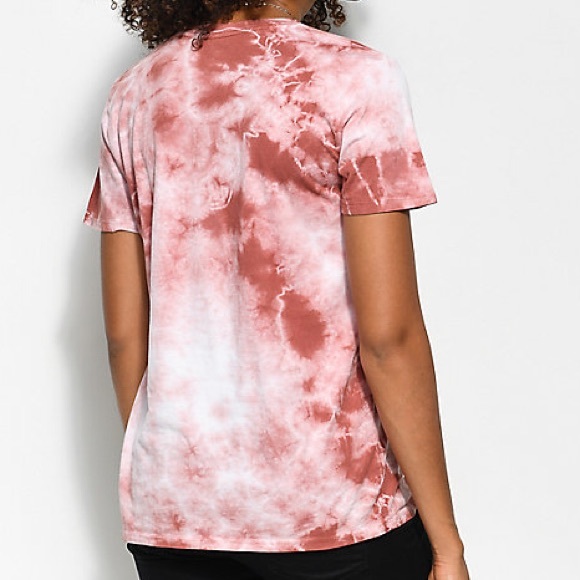 Obey Tie Dye Crop T-Shirt Top Soft Cotton Dusty Rose S - Picture 11 of 11
